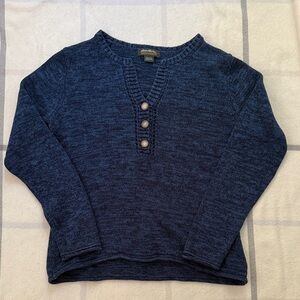 Eddie Bauer Blue Chunky Sweater Button Detail